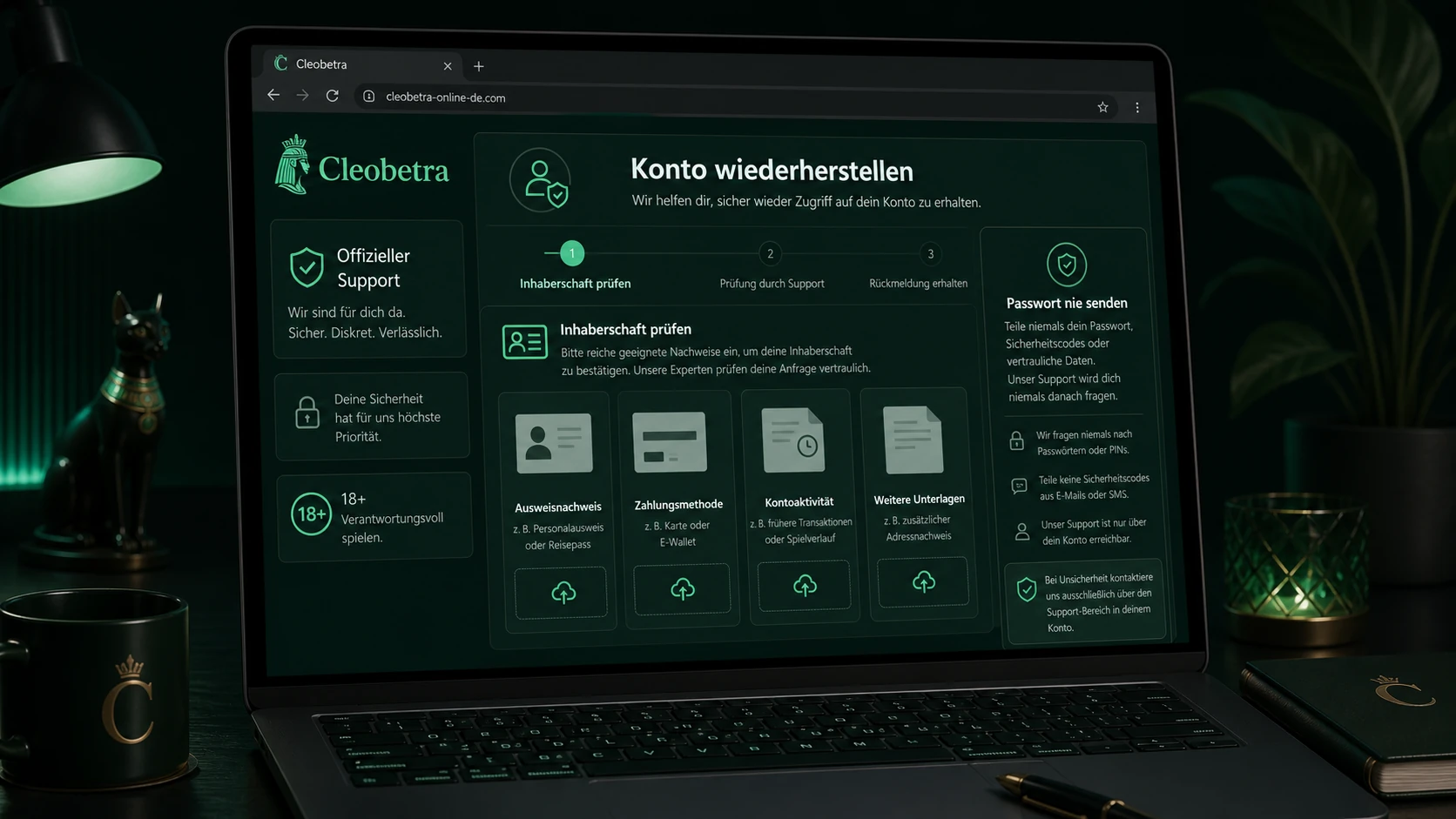 Cleobetra Konto wiederherstellen